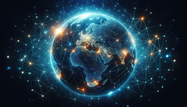 Globale Netzwerkverbindungen mit digitaler Weltkarte