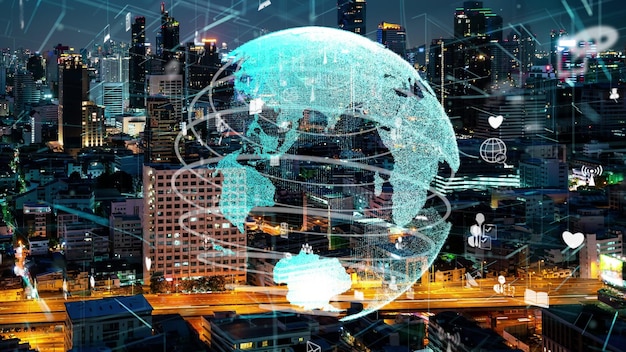 Globale Verbindung und Änderung des Internetnetzwerks in Smart City