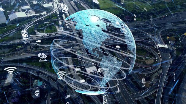 Globale Verbindung und Verkehrsmodernisierung in Smart City