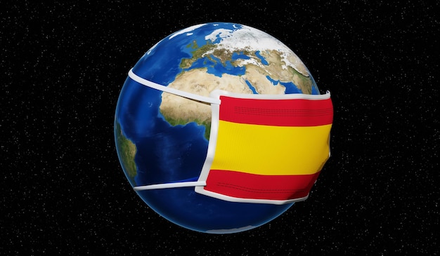 Globaler pandemischer Coronavirus-Grippeausbruch Spanien 3D-Illustration