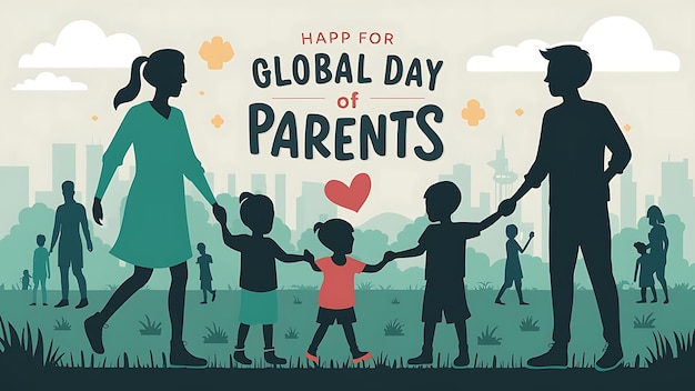 Globaler Tag der Eltern Design 1. Juni Poster Vektor 3D-Illustration