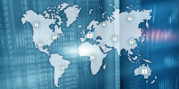 Globales Cyber-Sicherheitskonzept Kommunikation Datenschutz Datenschutz Serverraum Hintergrund