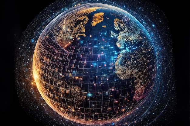 Globe Communication Information Sharing-Satelliten oder Internet of Things-Technologien generative KI