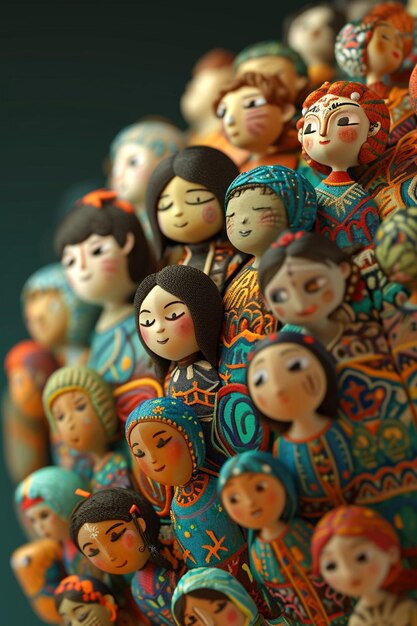 Foto un globo 3d detallado con figuras animadas de mujeres de varias culturas