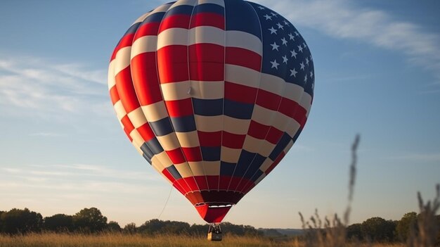 Un globo aerostático con la bandera americana en él