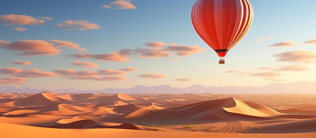 Foto globo aerostático en el desierto.