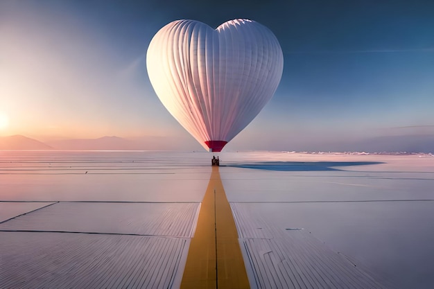 Globo aerostático en forma de corazón blanco