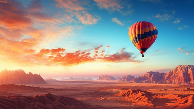 Globo aerostático sobre el desierto