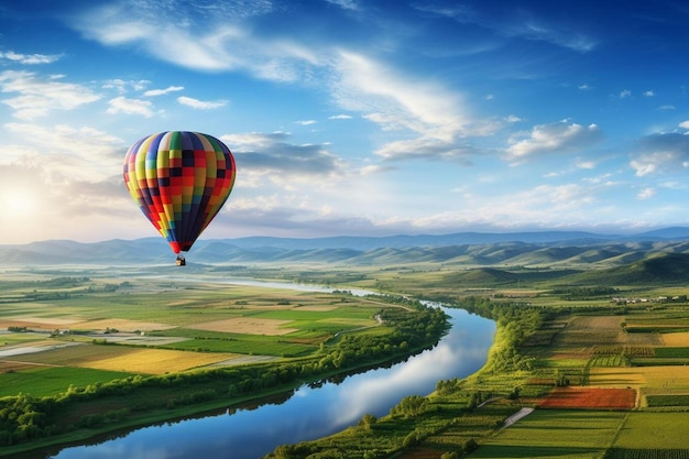 Globo aerostático sobre el río