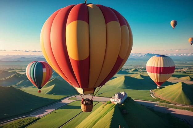 Globo Aerostático Volando Cielo Deportes Extremos Nuevo Proyecto De Juego De Turismo Fondo De Pantalla