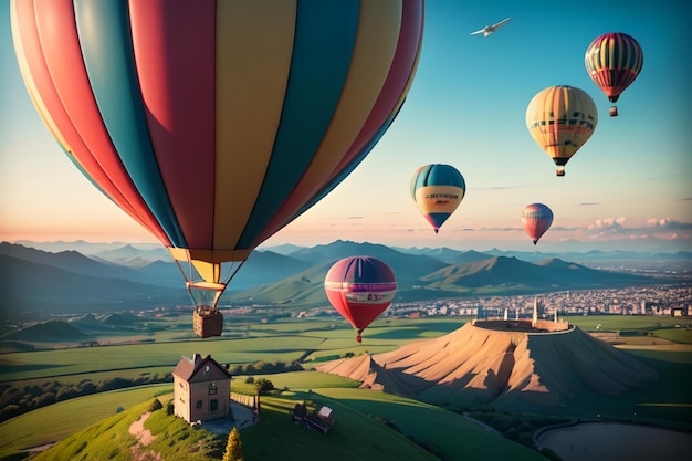 Globo Aerostático Volando Cielo Deportes Extremos Nuevo Proyecto De Juego De Turismo Fondo De Pantalla