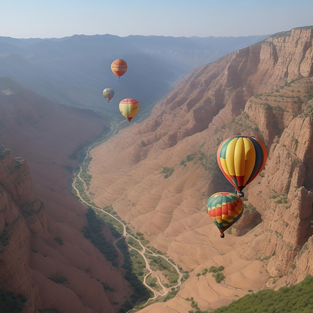 Un globo aerostático volando generado por IA