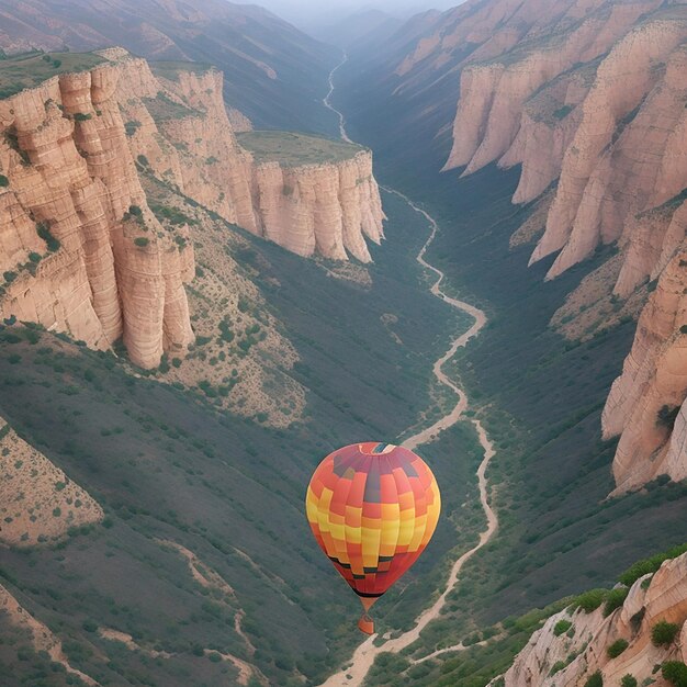 Un globo aerostático volando generado por IA