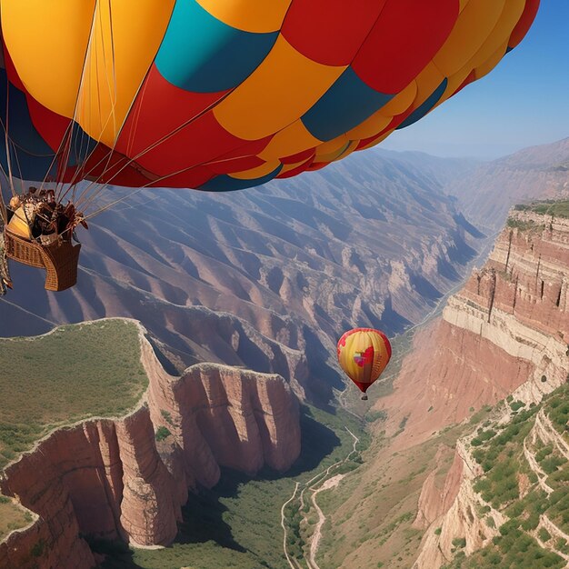 Un globo aerostático volando generado por IA