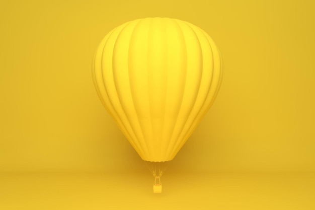 Globo de aire caliente aislado en el fondo amarillo