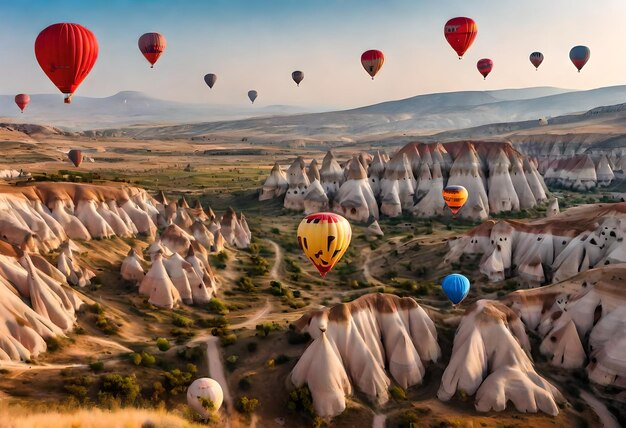 Foto un globo de aire caliente con una cara en él está volando en el cielo