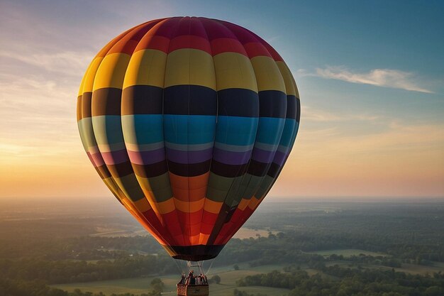 El globo de aire caliente a la deriva al amanecer