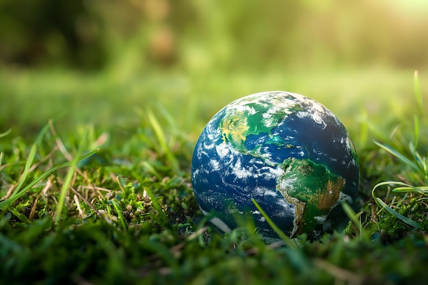 Foto globo aninhado em grama ilustrando a conservação ambiental