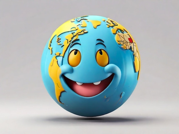 un globo azul con una cara y las palabras tierra en él