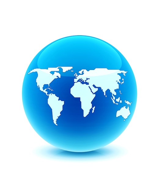 un globo azul con el mundo en él
