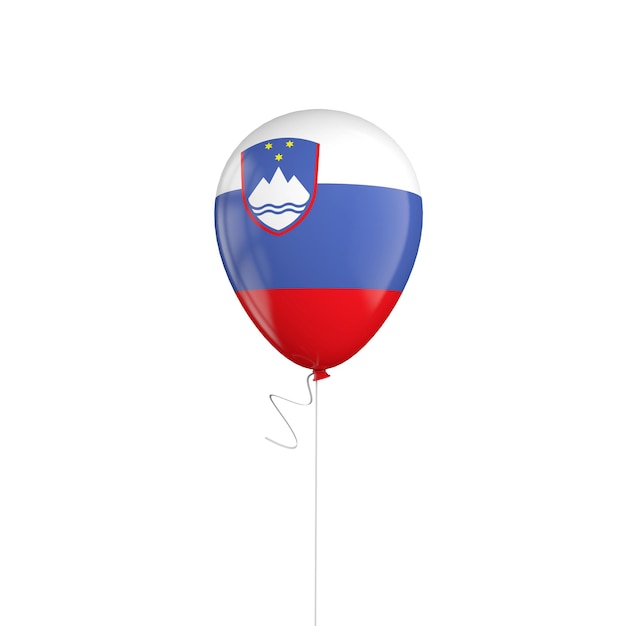 Globo de bandera de Eslovenia en una cuerda 3D Rendering
