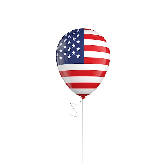 Globo de bandera de Estados Unidos en una cuerda 3D Rendering