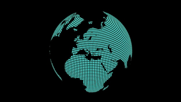 Globo brillante giratorio La Tierra con conexión de nodo y línea Concepto de comunicación global Conceptos futuristas y tecnológicos Animación 3D