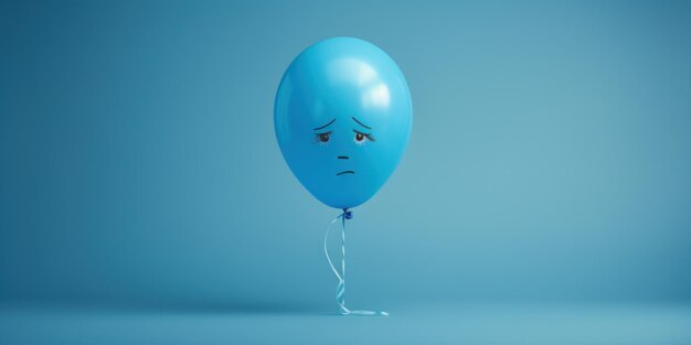 globo con una cara triste pintada en un fondo azul azul lunes copia bandera espacial