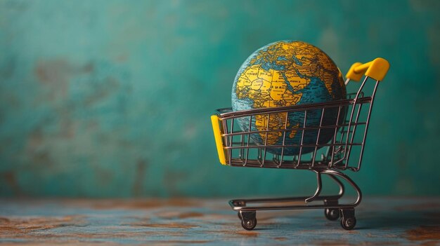 en globo en el carrito de compras símbolo del comercio mundial generativo ai