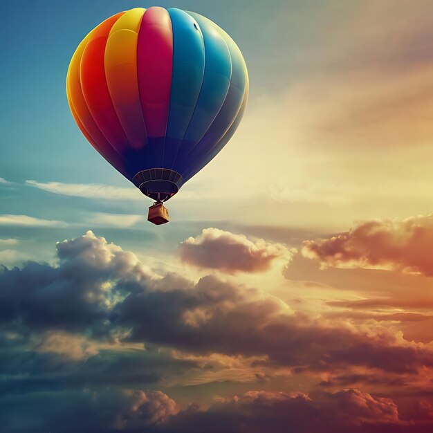 Un globo colorido de AIA flotando libremente en el cielo