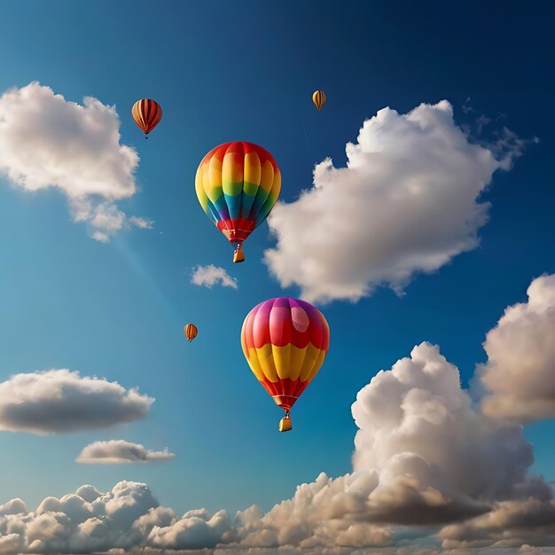 Un globo colorido de AIA flotando libremente en el cielo