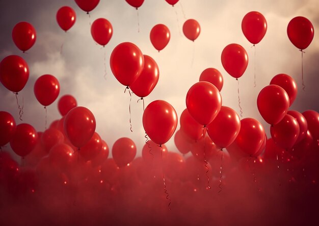 Foto globo de corazón rojo en fondo romántico