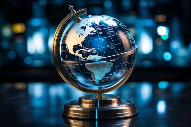 Globo de cristal integrado con datos de acciones en tiempo real un símbolo de las finanzas globales