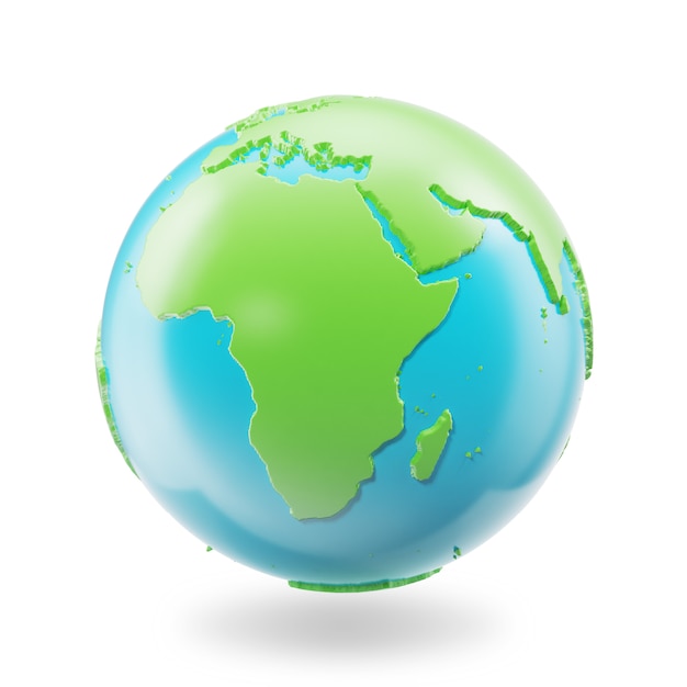 Globo da terra isolado no fundo branco. globo planeta terra ícone, 3d rendring