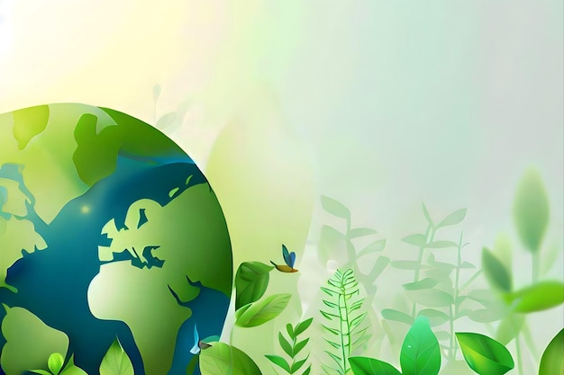 Globo da terra verde com espaço para cópia Conceito do dia mundial do meio ambiente