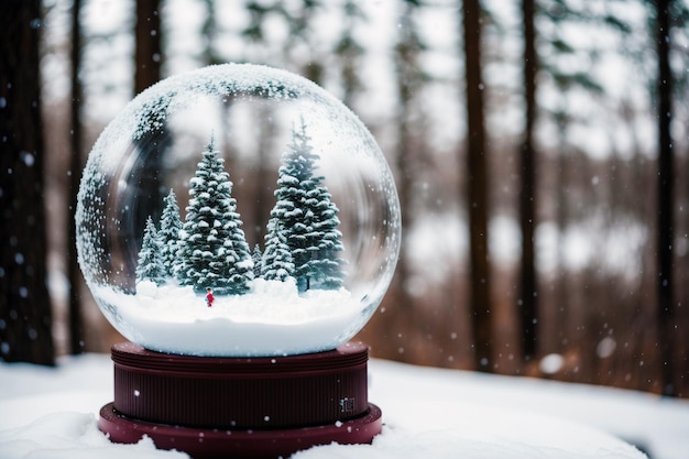 Globo de neve com um globo de neve com uma árvore nele