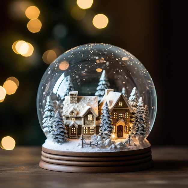 Globo de neve com uma cena de inverno em miniatura