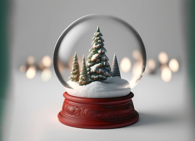 Globo de neve de Natal 3D em fundo branco