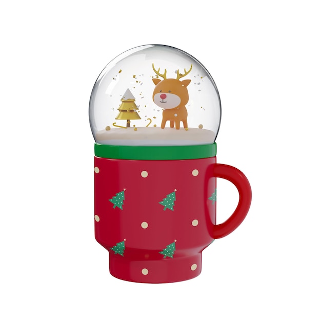 Globo de neve de natal mug ilustração 3d