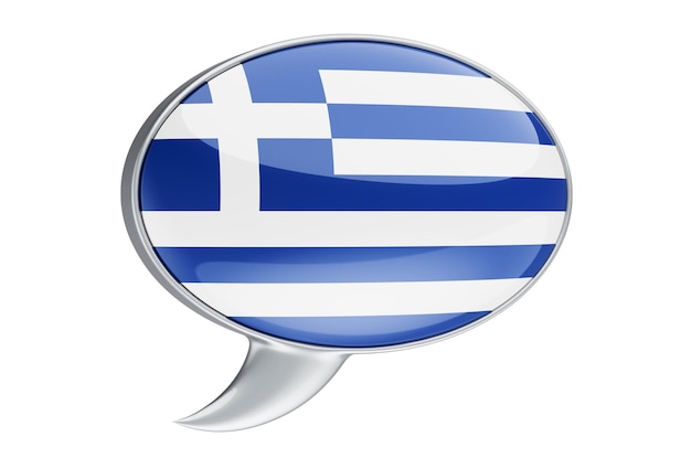 Foto globo de diálogo con renderizado 3d de bandera griega