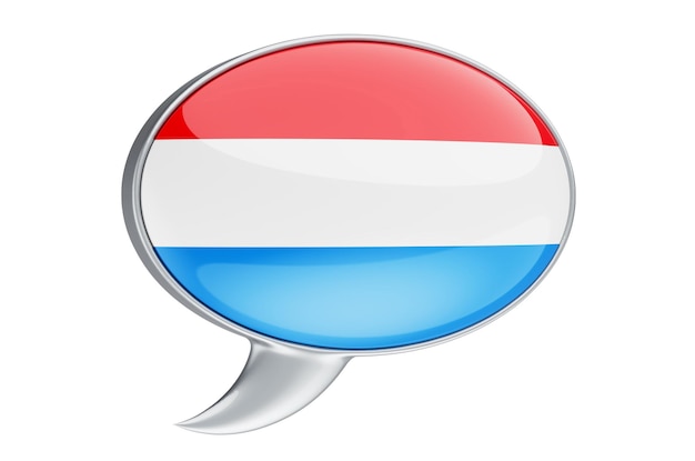Foto globo de discurso con representación 3d de bandera luxemburguesa