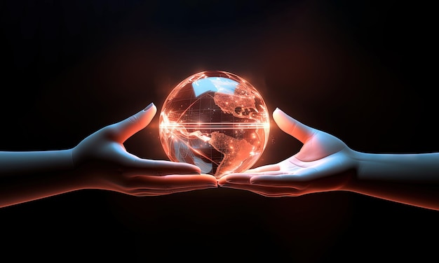 Globo em mãos humanas como símbolo de conexão global