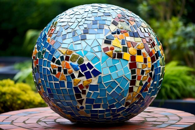 Un globo de estilo mosaico con piezas de rompecabezas