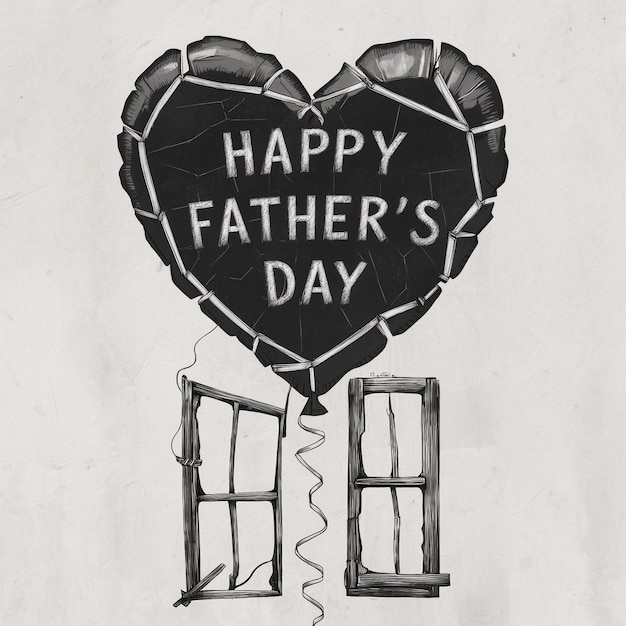 un globo en forma de corazón con un corazón que dice "Feliz día del padre"