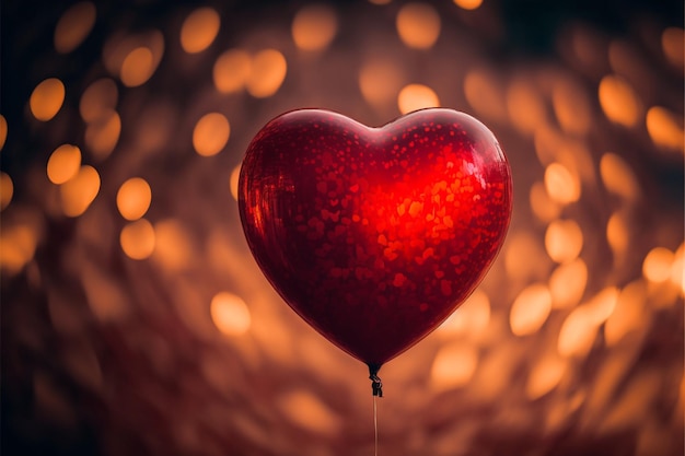 Un globo en forma de corazón rojo con la palabra amor en él