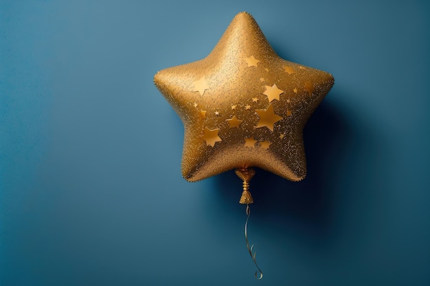 Un globo en forma de estrella dorada sobre una IA generativa de fondo azul