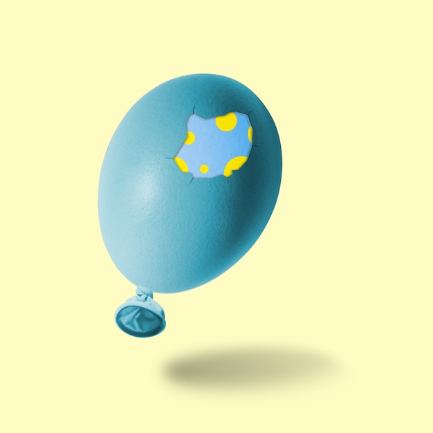 Globo de huevo de Pascua azul con doble cáscara en blanco.
