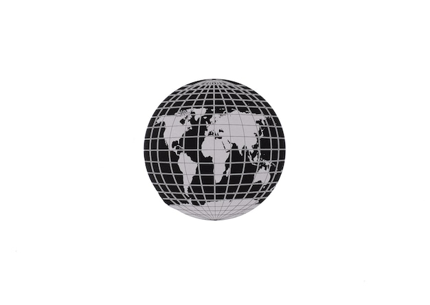 Foto globo mapa del mundo aislado sobre fondo blanco