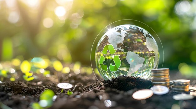 globo y monedas en el suelo ahorrar dinero para el concepto de inversión