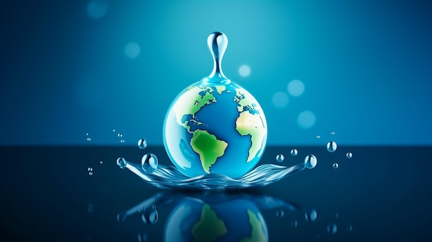 Foto globo mundial en el agua azul